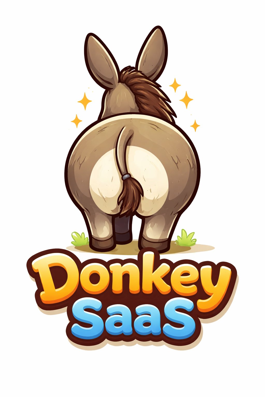 DonkeySaas logo: a cartoon donkey seen from behind